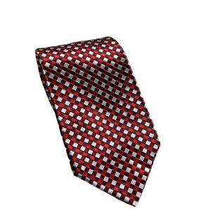 Bruno Piattelli Red Gray Tie Necktie Silk 3 Inch 59 Long